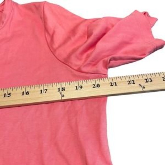 L.L. Bean T-Shirt Women's L Pink Solid 3/4 Sleeve Notch Neck Cotton Basic - Picture 6 of 6